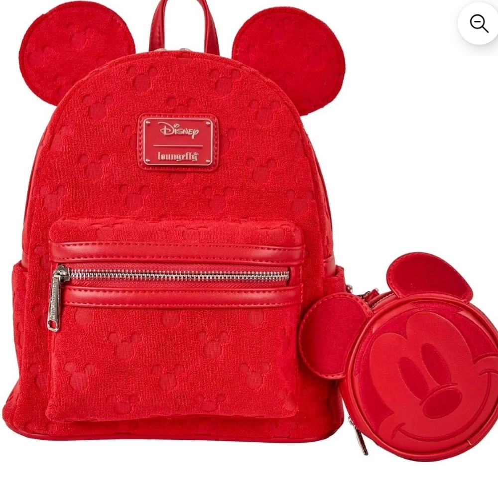 Loungefly Red Mickey Mouse All- Over Print Backpack with Coin Pouch